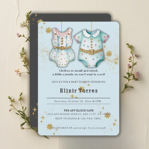 Whimsical Baby Clothes Gender Neutral Baby Dusche Einladung