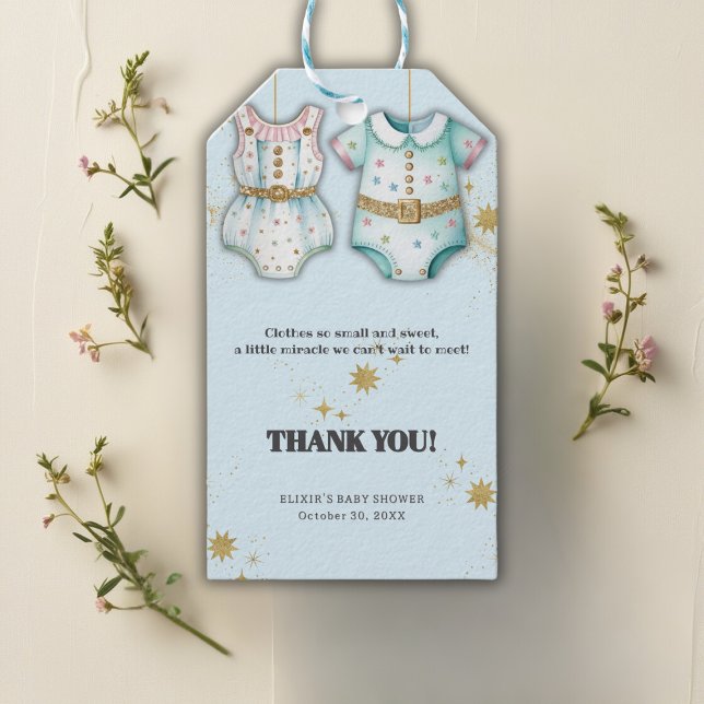 Whimsical Baby Clothes Gender Neutral Baby Dusche Geschenkanhänger (Von Creator hochgeladen)