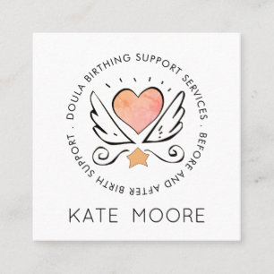 Whimsical Baby Doula Geburtscoach oder Hebamme Quadratische Visitenkarte