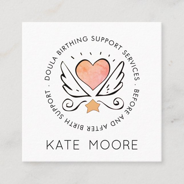 Whimsical Baby Doula Geburtscoach oder Hebamme Quadratische Visitenkarte (Vorderseite)