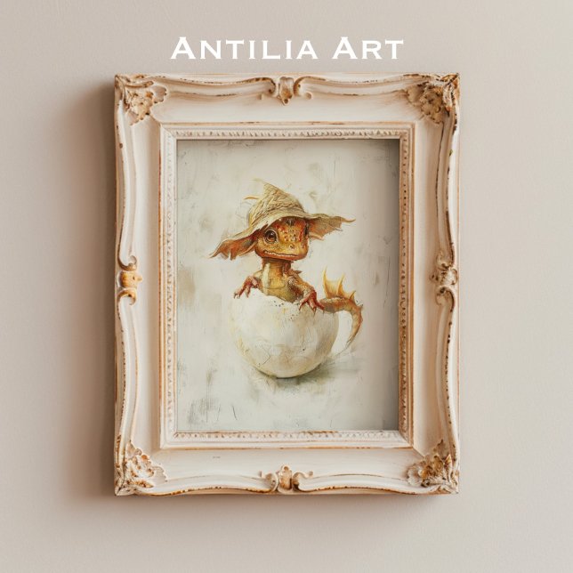 Whimsical Baby Dragon hatching Art Magic Fantasy Poster (Von Creator hochgeladen)