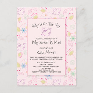 Whimsical Baby Dusche by Mail Bird Blumenrosa Einladungspostkarte