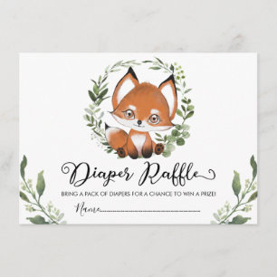 Whimsical Baby Fox Greenerity Wreath Diaper Raffle Begleitkarte