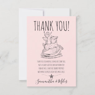 Whimsical Baby Girl Baby Dusche Blue Vielen Dank Dankeskarte