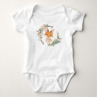 Whimsical Baby Girl Fox im Blumenkranz