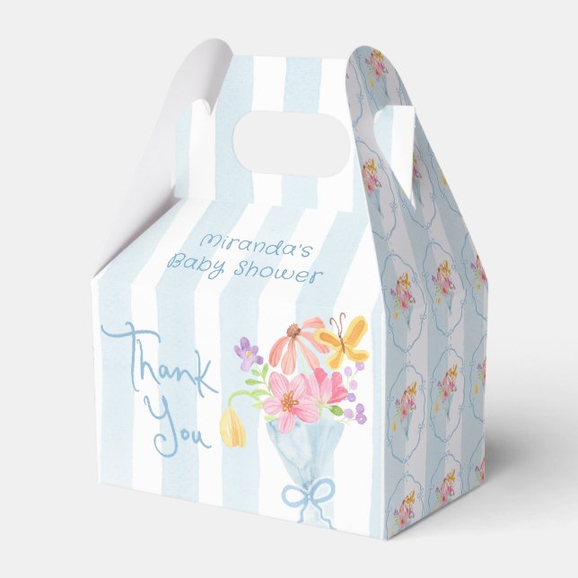 Whimsical Baby in Bloom Blue Bouquet Geschenkschachtel (Vorderseite)