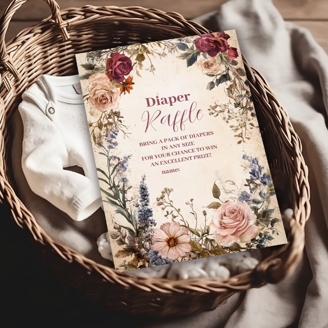 Whimsical Baby in Bloom Wildblume Diapper Raffle Begleitkarte (Von Creator hochgeladen)