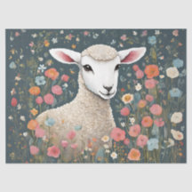 Whimsical Baby Lamb im Blumengarten