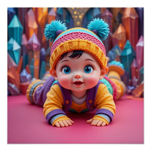 Whimsical Baby Papercraft Scene Poster (Vorderseite)