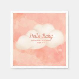 Whimsical Baby Shower, Baby Girl, Kitten Serviette