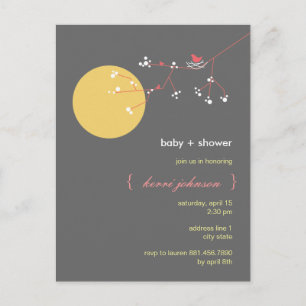 Whimsical Baby Shower Nesting Bird Family Tree Einladungspostkarte