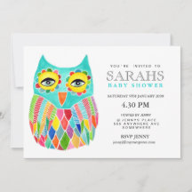Whimsical Baby Shower Rainbow Owl laden