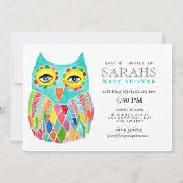Whimsical Baby Shower Rainbow Owl laden Einladung