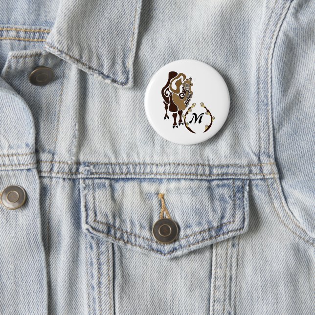 Whimsical Bactrian Camel Monogram Button (Beispiel)