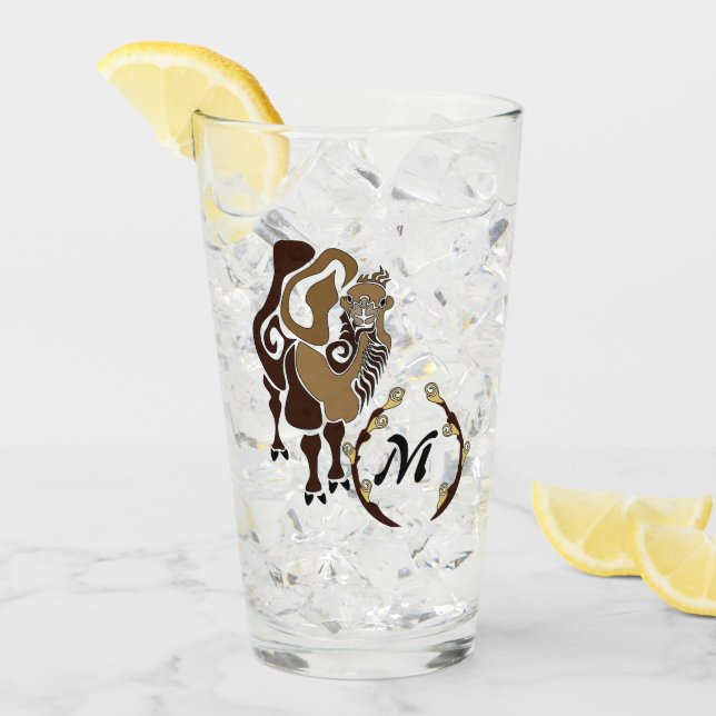 Whimsical Bactrian Camel Monogram Glas (Vorderseite Ice)