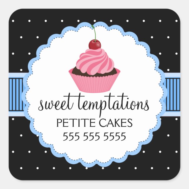 Whimsical Bakery Cupcake Blue Stickers (Vorderseite)