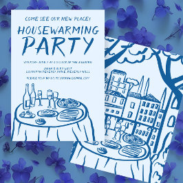 Whimsical Balcony Apartment Custom Housewarming Einladung