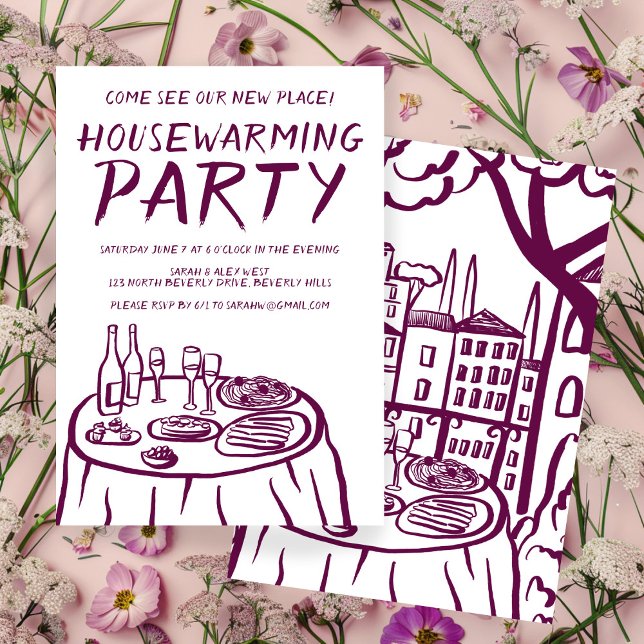 Whimsical Balcony Apartment Custom Housewarming Einladung (Whimsical Balcony Apartment Custom Housewarming Party New Home Invitation)