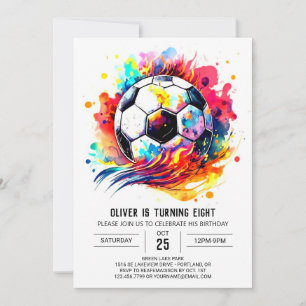 Whimsical Ball Editable Soccer Geburtstag Einladung
