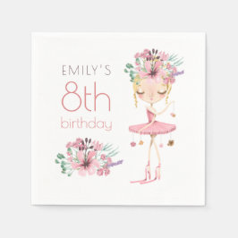 Whimsical Ballerina Floral 8. Geburtstagsparty Gir Serviette