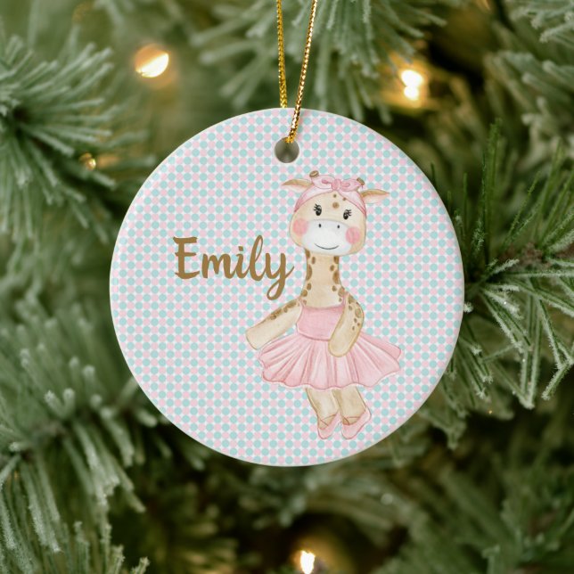 Whimsical Ballerina Giraffe Personalisiert Keramik Ornament (Baum)