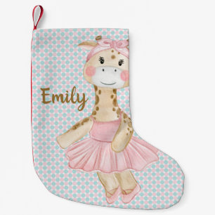 Whimsical Ballerina Giraffe Personalisiert Kleiner Weihnachtsstrumpf