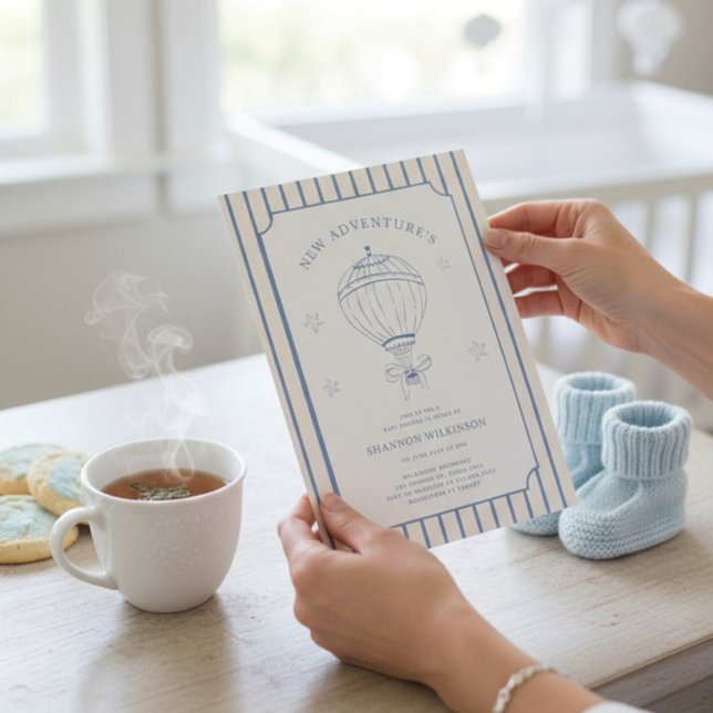 Whimsical Balloon Stripes Baby Sprinkle Invitation Einladung (Von Creator hochgeladen)