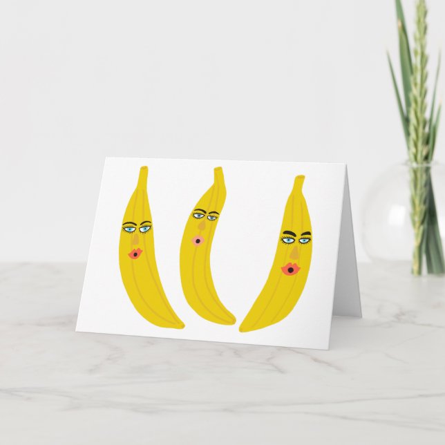 Whimsical Banana Trio CUSTOM Karte (Vorderseite)