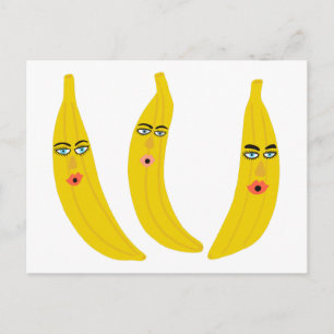 Whimsical Banana Trio Postkarte