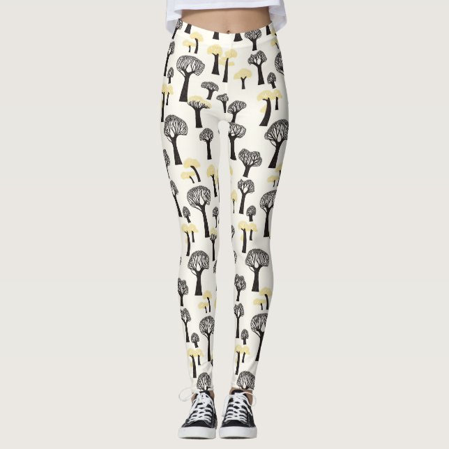 Whimsical Baobab Tree Muster Leggings (Vorderseite)