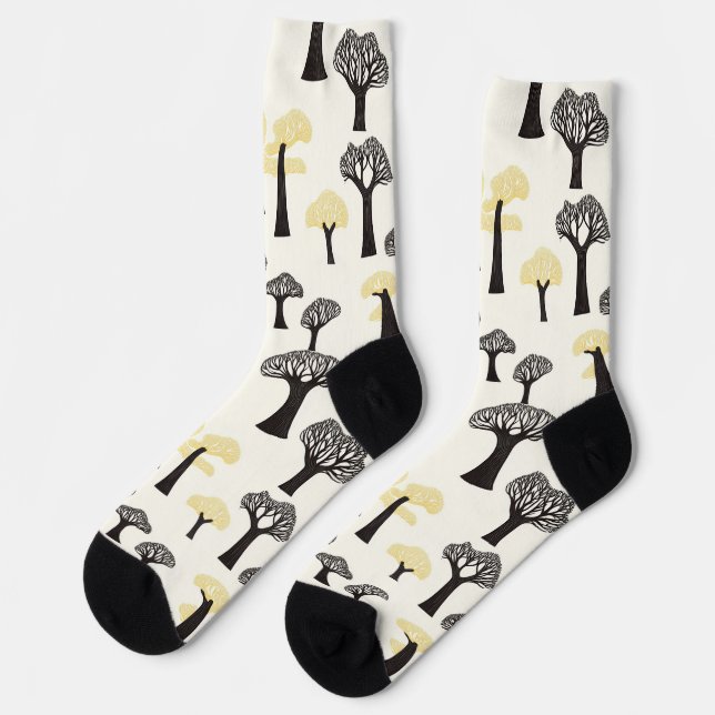Whimsical Baobab Tree Muster Socken (Linkes Detail)
