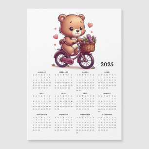 Whimsical Bärenfahrrad 2025 Magnet-Kalender Magnetkarte