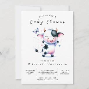 Whimsical Barn Calf Kuh Baby Dusche Einladung