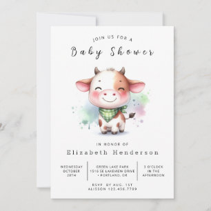 Whimsical Barn Cow Baby Dusche Einladung