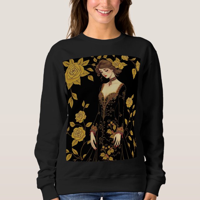 Whimsical Baroque Muse Sweatshirt - Goldstickerin (Vorderseite)