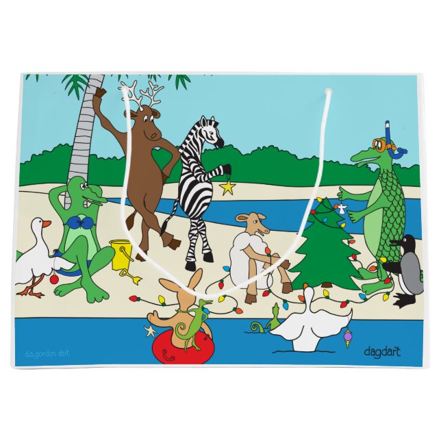 Whimsical Beach Animals Weihnachtsgeschenktasche Große Geschenktüte (Vorderseite)