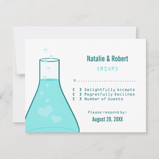Whimsical Beaker Response Card, Aqua RSVP Karte (Vorderseite)