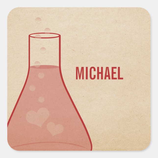 Whimsical Beaker Stickers, rot Quadratischer Aufkleber (Vorderseite)