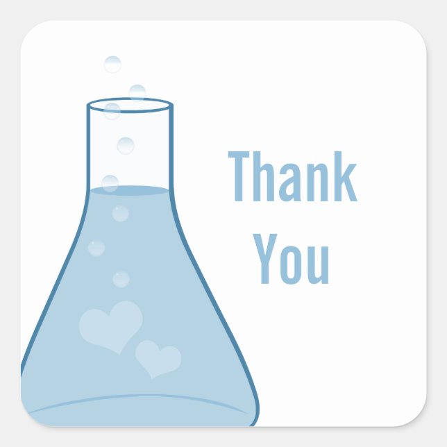Whimsical Beaker vielen Dank, Blue Quadratischer Aufkleber (Vorderseite)