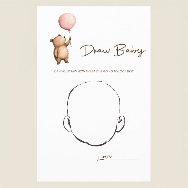 Whimsical Bear Baby Shower Guess the Baby Face  Flyer (Von Creator hochgeladen)