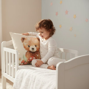 Whimsical Bear Pilz-Wasserfarbe Kinderzimmer Kissen