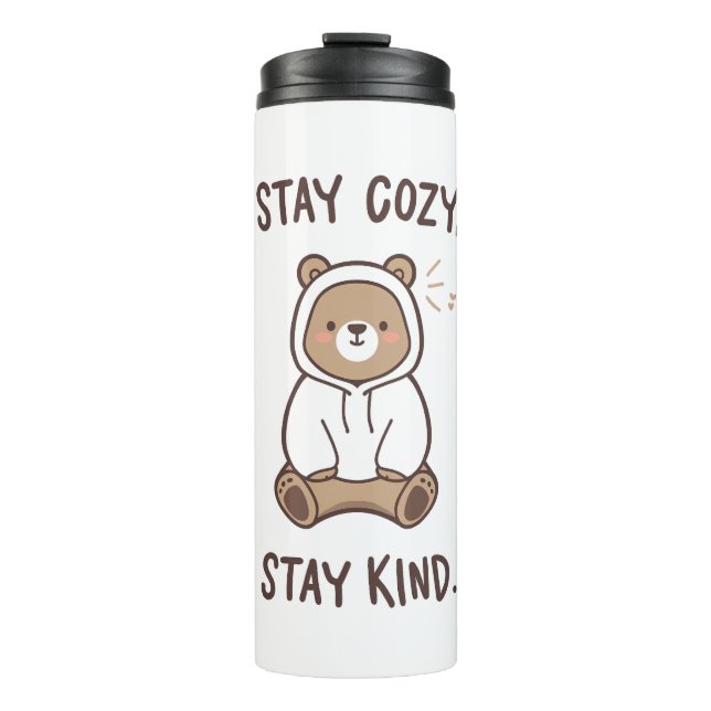 Whimsical Bear with Positive Kindness Quote Thermosbecher (Vorderseite)