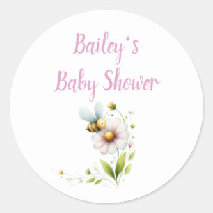 Whimsical Bee Baby Shower Runder Aufkleber