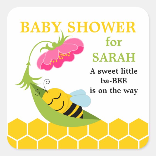 Whimsical Bee Baby Shower Stickers (Vorderseite)