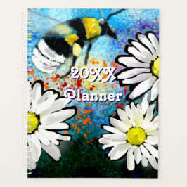 Whimsical Bee Daisies Daisy Blume Blue White Planer