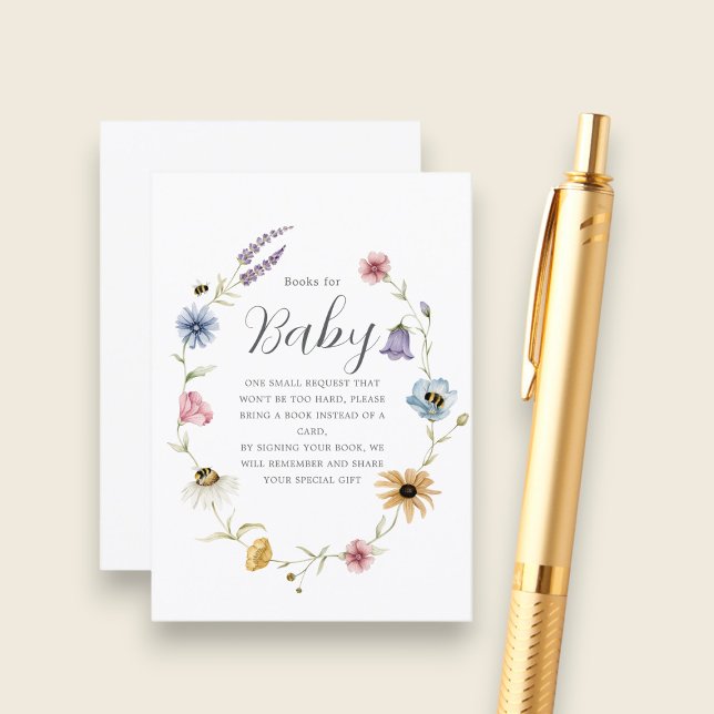 Whimsical Bee Floral Books for Baby Card Begleitkarte (Von Creator hochgeladen)