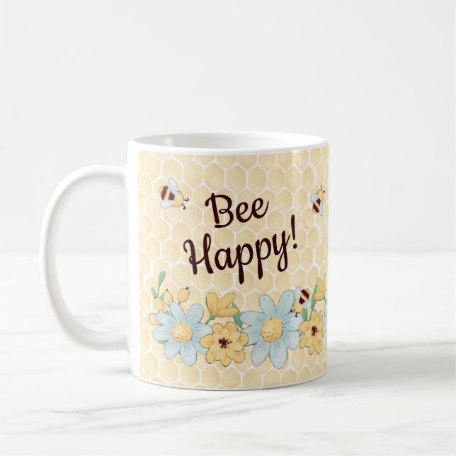 Whimsical Bee Happy Kaffeetasse (Links)