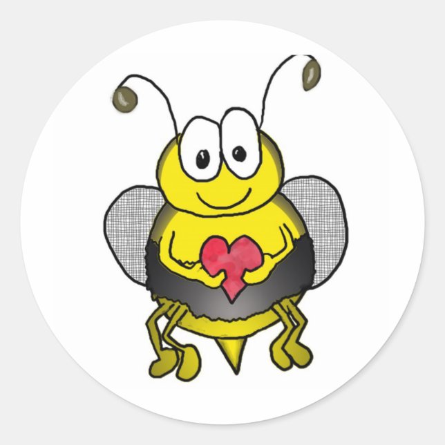 Whimsical Bee Runder Aufkleber (Vorderseite)