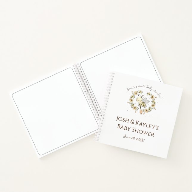 Whimsical Bee Wreath Baby Shower Guest Notizbuch (Innenseite)