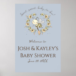 Whimsical Bee Wreath Co-Ed Baby Shower Willkommen Poster